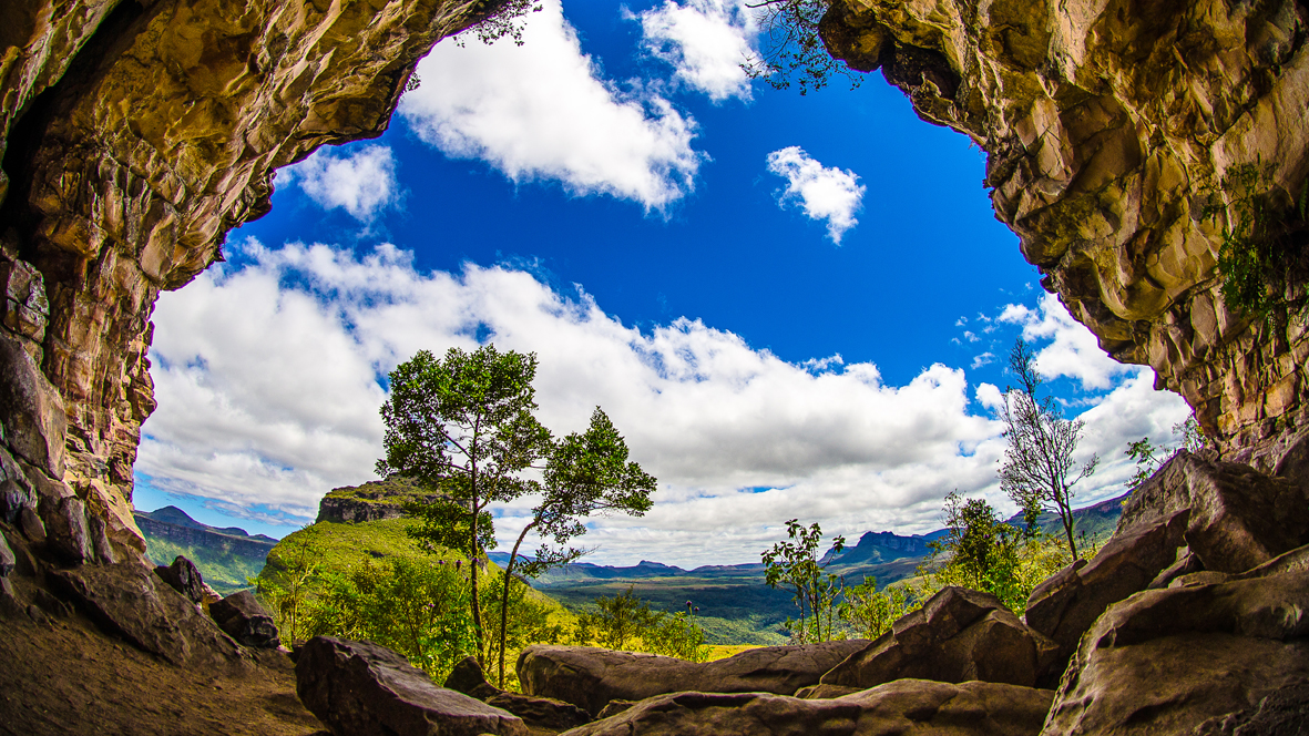 Entrance of the cave that serves as a gateway to access to the Castle hill, Chapada Diamantina in Bahia Brazil