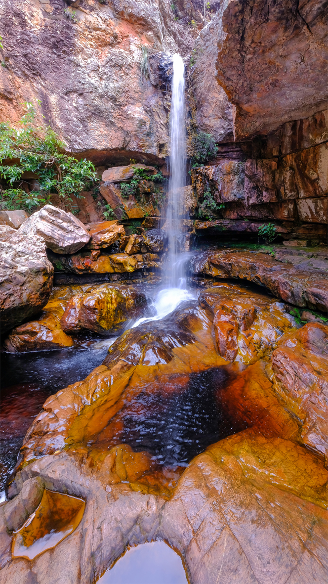Beautiful Cachoeira Da Primavera, Spring Waterfall, Rio Lencois river, Chapada Diamantina National Park, Lencois, Bahia, Brazil, South America